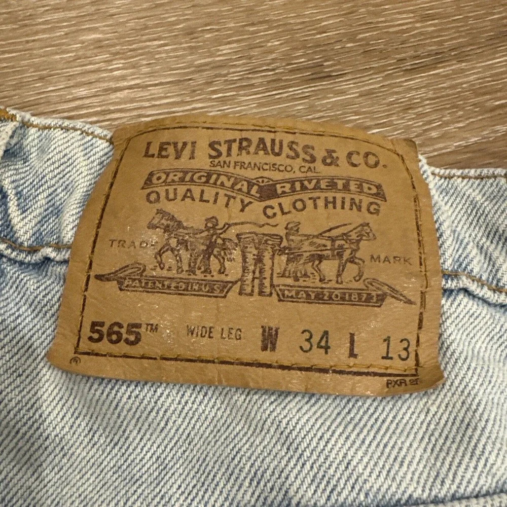 Levis Shorts Mens 34 Jean Denim 565 Wide Leg Jorts Medium‎ Wash Vintage